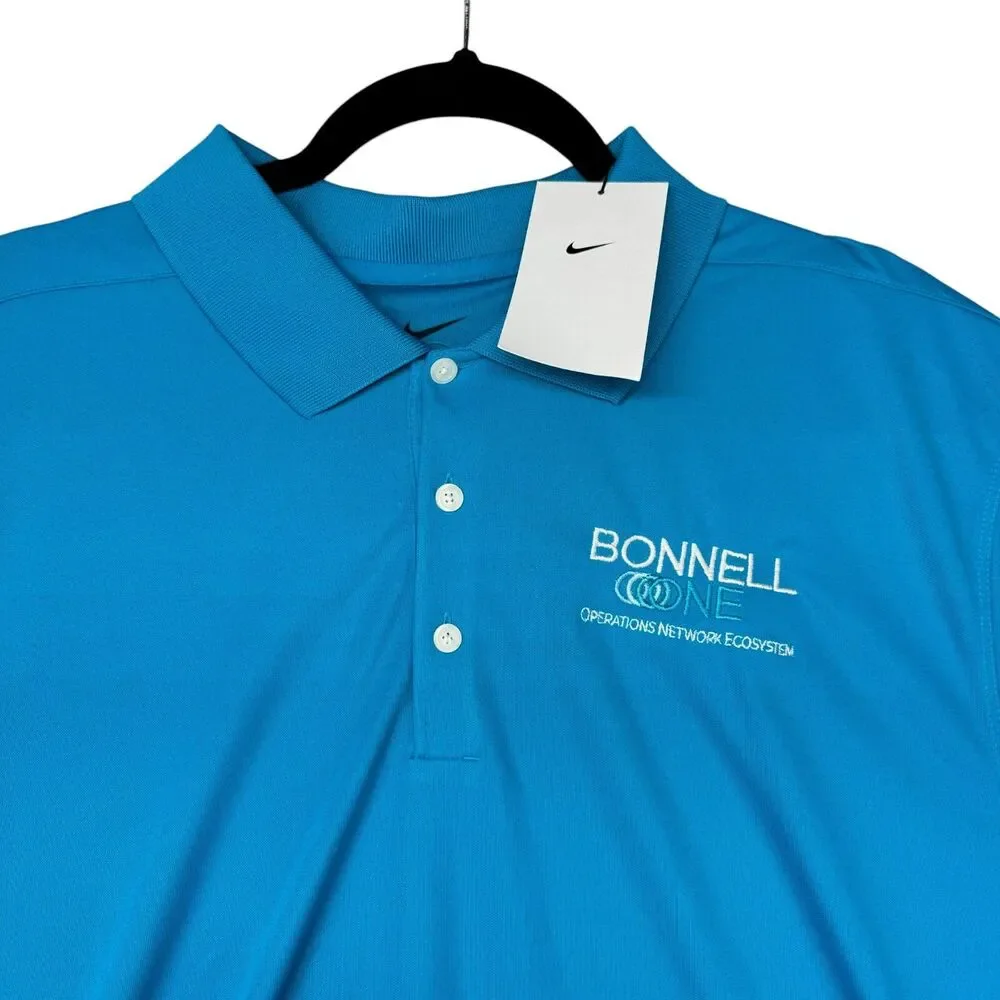 NIKE Polo Shirt Mens Extra Large Blue Short Sleeve Golf Dri-Fit Outdoor Top NWT